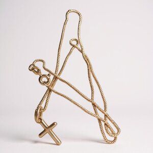 Delicate 925 Italy Silver Chain Necklace  & 925 LA CROSS Minimalist Vintage